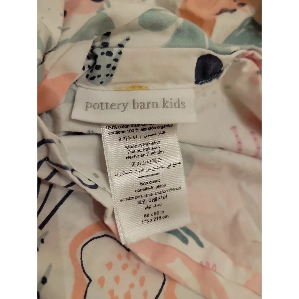 Pottery Barn Kids Sashas Garden Twin Duvet Organic Cotton Whimsical Animals